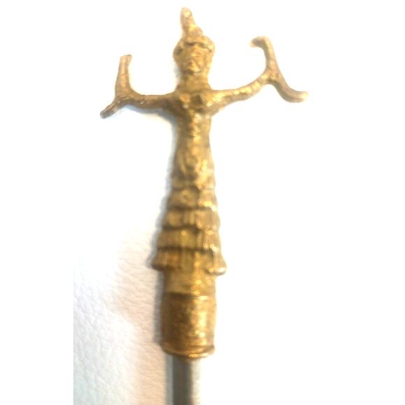 Vintage Antique Heavy Duty Brass Skewers Minoan Mythological Creatures Set of 4 - Picture 5 of 9